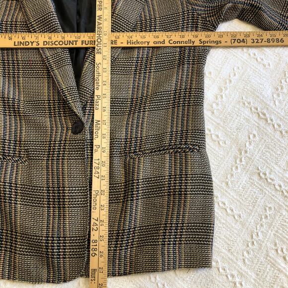VTG 90s Plaid Woven Blazer Requirements Corp Core 8P Tailored Classic Longline - Picture 10 of 10